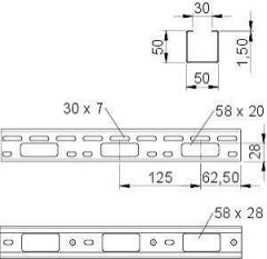 Мини-канал 50х50 L3000 сталь 1.5мм AZK 050 FT OBO 6075142