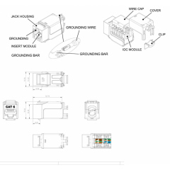 Hyperline KJNE-8P8C-C6-90-SH-F-WH