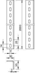 Рейки профильные конструкционные/несущие Профиль угловой 30х35 L5000 WP 30 35 5000 FT гор. оцинк. OBO 6373103