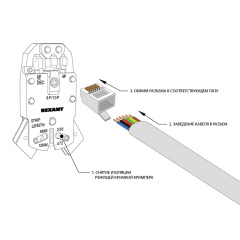 Разъем телефонный UTP, RJ-12 (6P6C), CAT 3 REXANT  (05-1013)