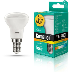 Лампа светодиодная LED6 R50/830/E14 6Вт 3000К тепл. бел. E14 455лм 220-240В Camelion 11658