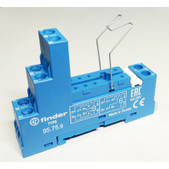 Розетка-реле Розетка с винт. клеммами (с зажимной клетью) для реле 40.51 40.52 40.61 40.62 модули 99.01 в комплекте металлич. клипса 095.71 син. FINDER 95759SMA