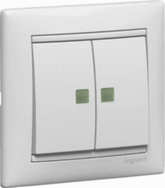 Legrand Valena Бел Переключатель 2-х клавишный с подсветкой (774212)
