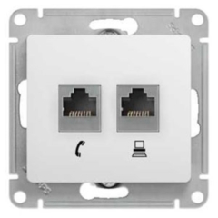 Schneider Electric Glossa Бел Розетка 2-я RJ11+RJ45, кат.5E (GSL000185)