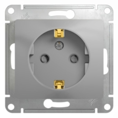 Schneider Electric Glossa Алюминий Розетка с заземлением со шторками (GSL000345)
