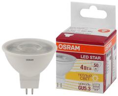 Лампа светодиодная LED STAR MR16 4.2W/830 4.2Вт 3000К тепл. бел. GU5.3 350лм 110 град. 220-240В пластик. (замена 50Вт) OSRAM 4052899981140