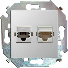 Механизм розетки комп. СП Simon15 2мод. RJ45 + RJ45 бел. Simon 1591593-030