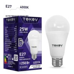 Лампа светодиодная Лампа светодиодная 25Вт А60 4000К Е27 176-264В TOKOV ELECTRIC TKE-A60-E27-25-4K