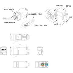 Hyperline KJNE-8P8C-C5e-90-SH-F-WH