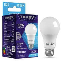 Лампа светодиодная Лампа светодиодная 12Вт А60 6500К Е27 176-264В TOKOV ELECTRIC TKE-A60-E27-12-6.5K