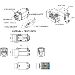 Hyperline KJNE-8P8C-C6A-90-SH-F-WH