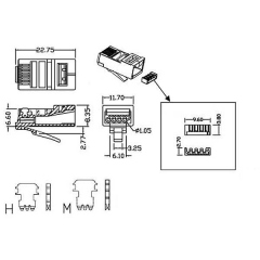 Hyperline PLUG-8P8C-UV-C6-SH-100