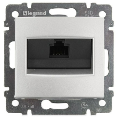 Розетки антенные, информационные, коммуникационные Legrand DIY Valena Алюм Розетка комп(RJ45) 1-ая 5кат.крепление винт.(без лапок) (694334)