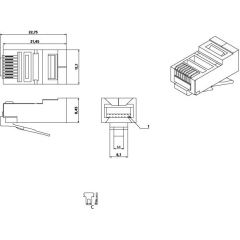 Hyperline PLUG-8P8C-U-C5-SH-100_