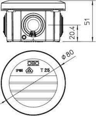 Коробка распределительная 80х51мм IP65 4х25 T25 свет. сер. OBO 2007029