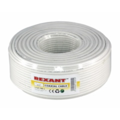 REXANT Кабель RG-6U, (64%), 75 Ом, 100м., белый (01-2201)